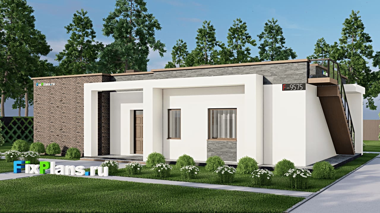 Одноэтажный дом F-9575 — фасад