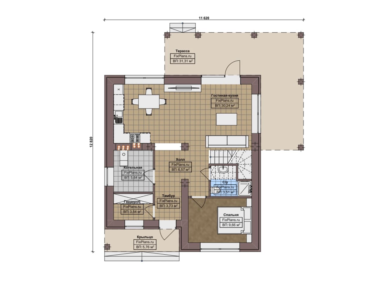Планировка Двухэтажный дом F-17414