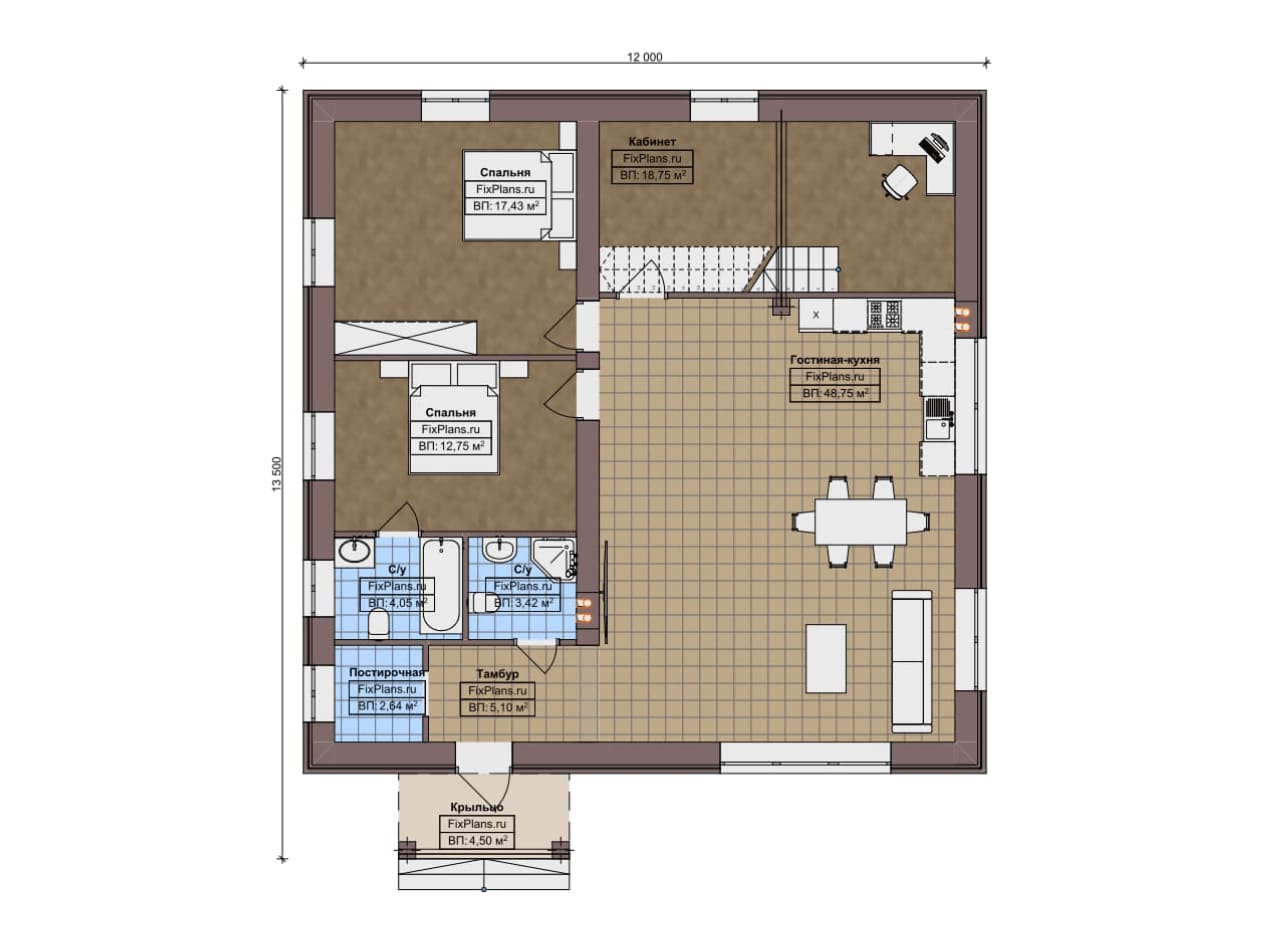 Планировка Одноэтажный дом F-17819