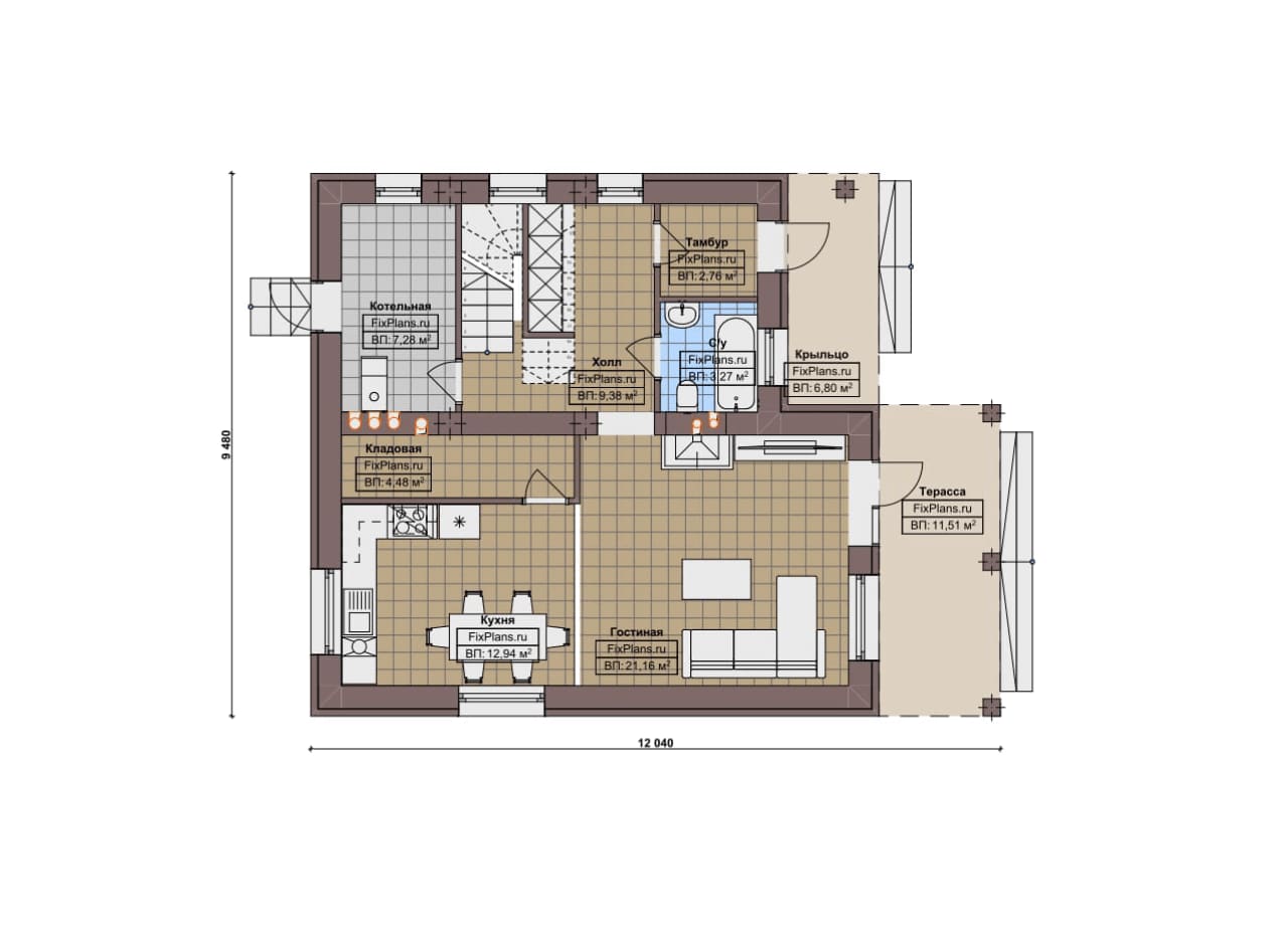 Планировка Двухэтажный дом F-17981