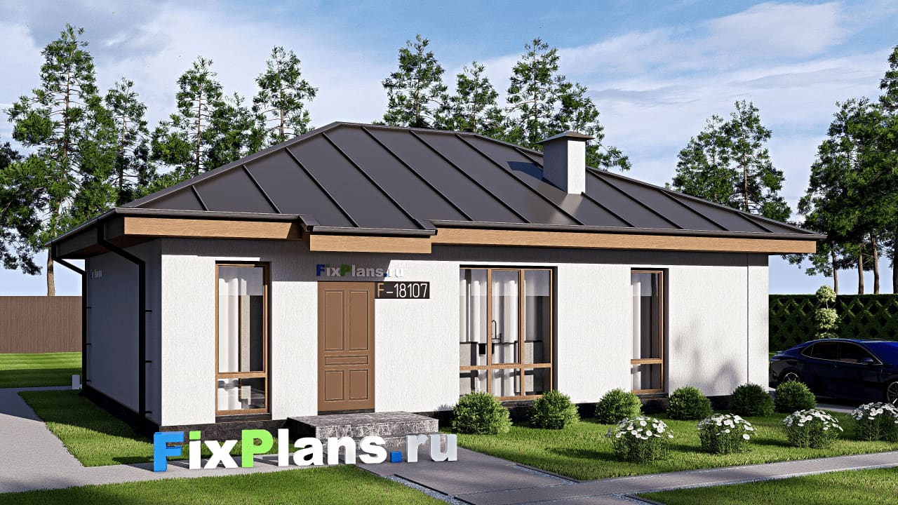 Одноэтажный дом F-18107 — фасад