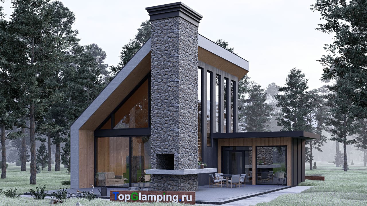 Одноэтажный дом с мансардой  F-22049 — фасад